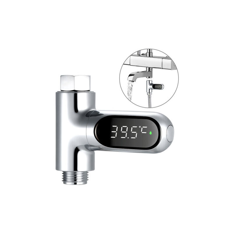 foto del prodotto alovez termometro digitale per doccia con display a led, termometro da bagno, termometro da bagno, intervallo 5 85 c, accessorio da bagno ad alta