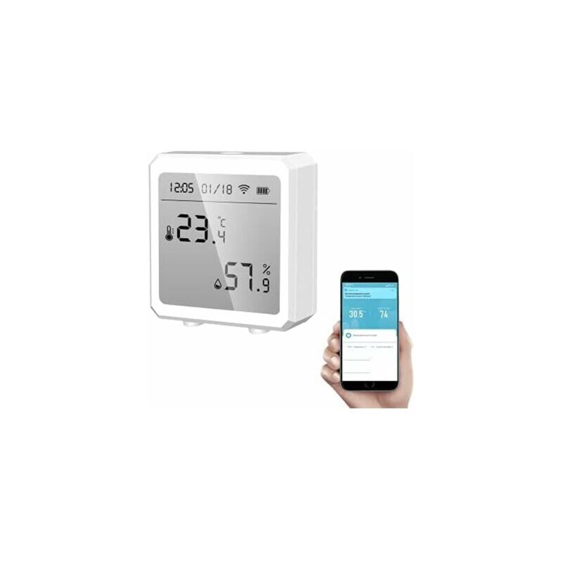 foto del prodotto alovez termometro igrometro wifi intelligente sensore di temperatura e umidit bluetooth con retroilluminazione per interni esterni, controllo