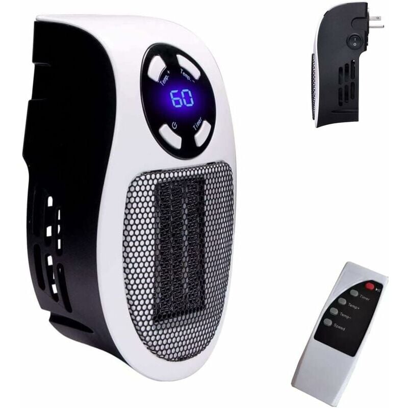 foto del prodotto alovez termoventilatore elettrico smart space da 500 w, riscaldatore elettrico con presa a muro come visto in tv con termostato e timer regolabili