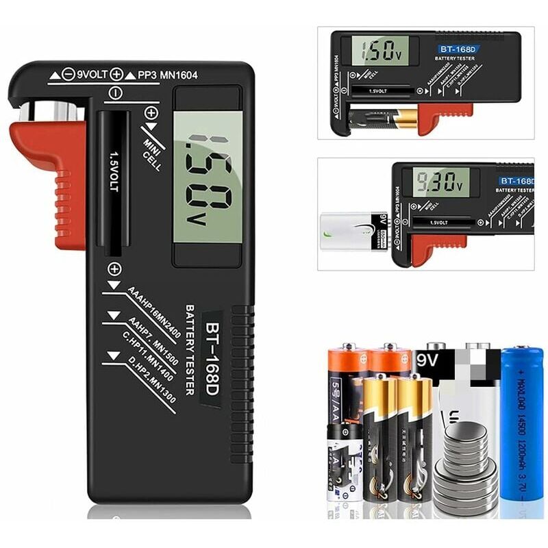 foto del prodotto alovez tester digitale per batterie, tester universale per batterie, tester per batterie, per batterie aa, aaa, c, d, pp3, 9 v, 1,5 v, a bottone