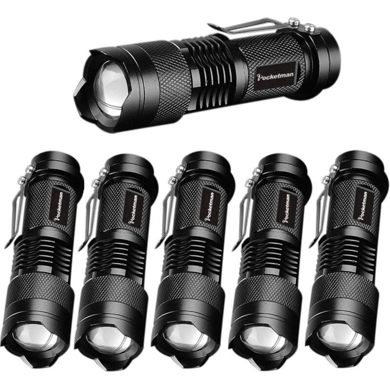 immagine 0 del prodotto alovez torcia elettrica a 3 modalit , luce tattica a led con zoom e messa a fuoco regolabile nero, confezione da 6 