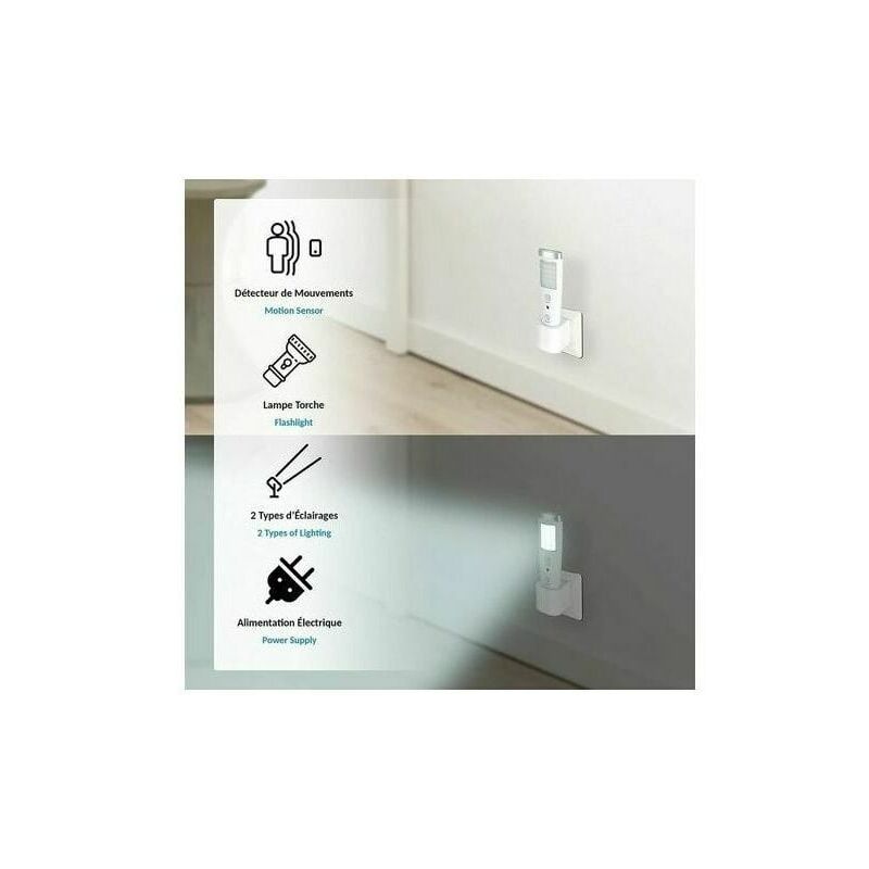 foto del prodotto alovez torcia elettrica di emergenza a induzione, rilevatore di movimento, torcia elettrica, angolo di rilevamento 60 , 15 led, batteria
