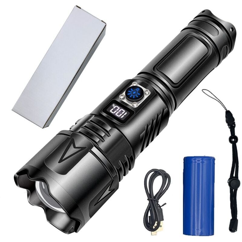 foto del prodotto alovez torcia ultra potente, torcia led ricaricabile usb c da 100000 lumen, torce tattiche impermeabili ip65, 5 modalit zoombar per attivit di