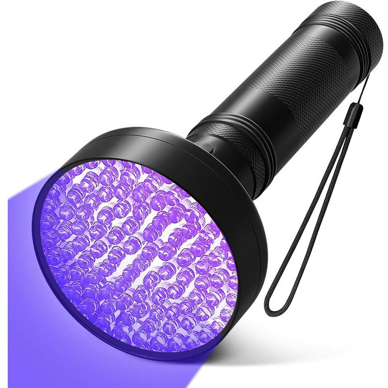 foto del prodotto alovez torcia uv con 100 led rilevatore di lampade fluorescenti, urina di animali, macchie di tappeti, cimici dei letti