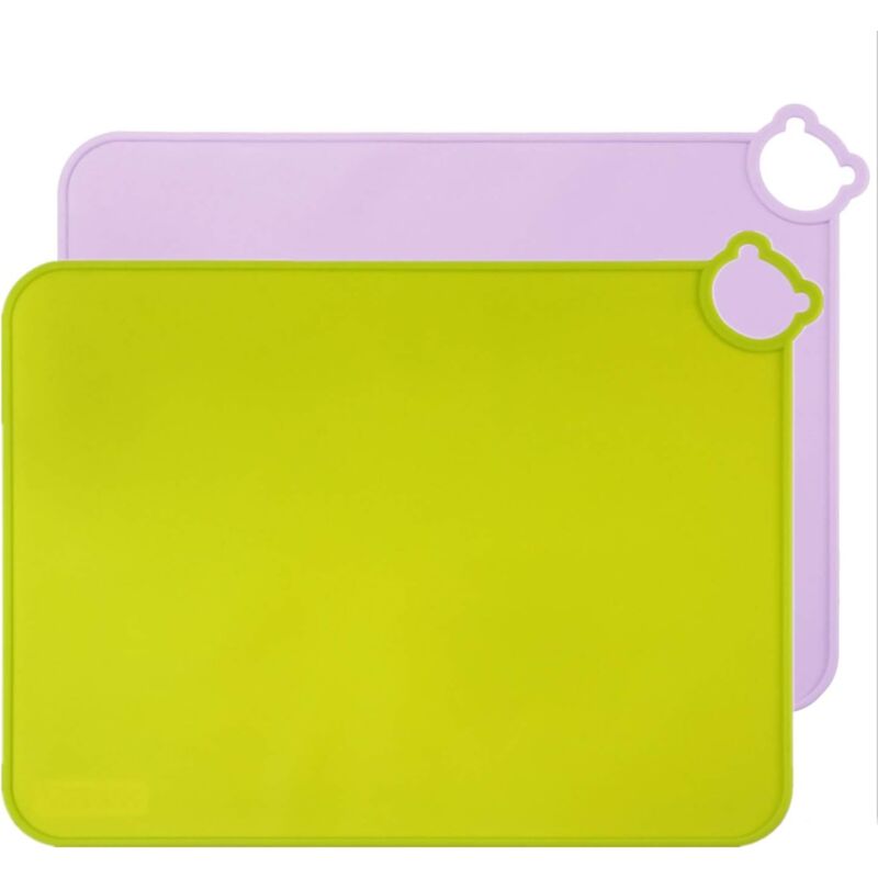 foto del prodotto alovez tovagliette in silicone per bambini, lavabili in lavastoviglie, tappetini da tavolo portatili per bambini piccoli, confezione da 2 verde 