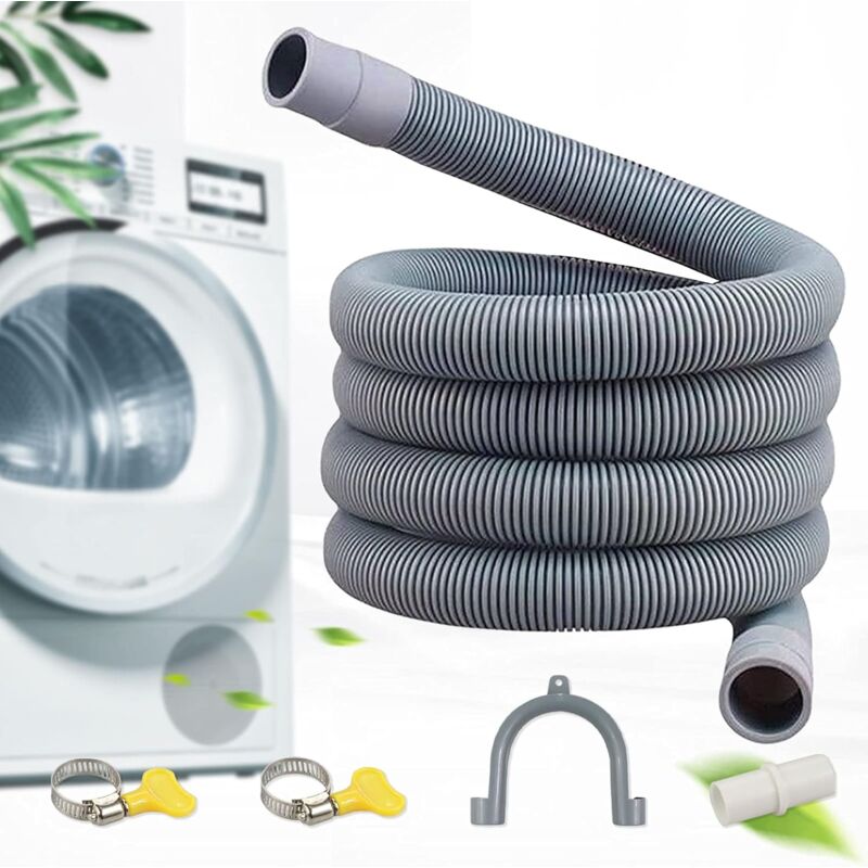 foto del prodotto alovez tubo di scarico per lavatrice, tubo di scarico universale, materiale pve, con staffa e fascette stringitubo, tubo di prolunga per