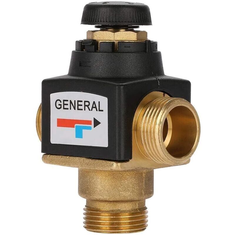 foto del prodotto alovez valvola miscelatrice termostatica a 3 vie in ottone con filettatura esterna dn20 per scaldacqua solari, valvola miscelatrice termostatica