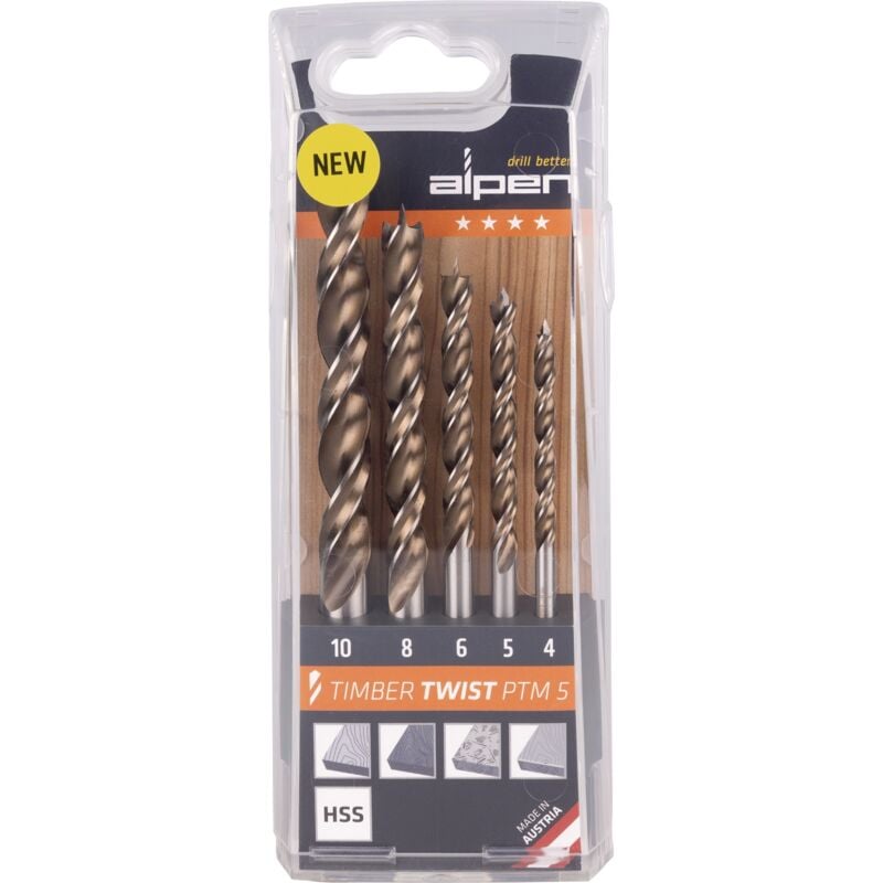 foto del prodotto alpen - custodia per punte elicoidali wood da 4 a 10 mm. blister 5 unità