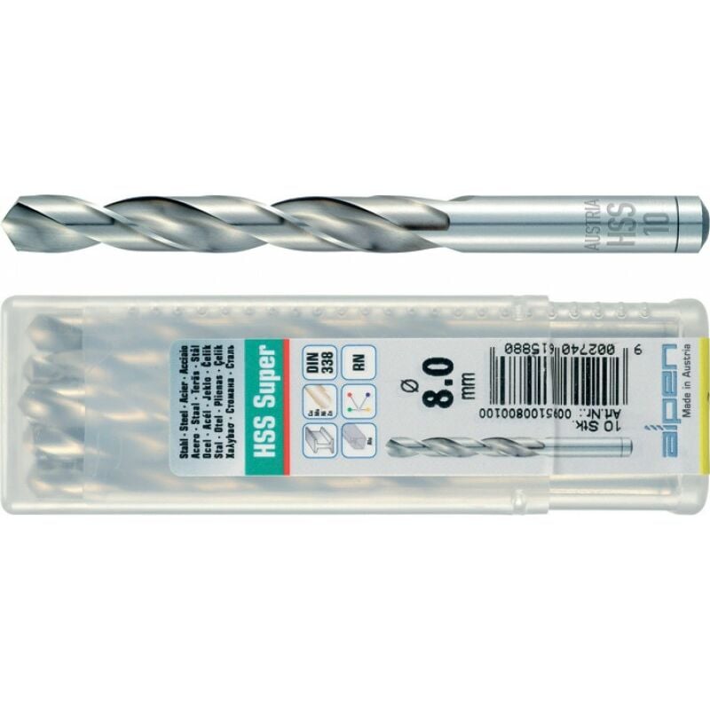 foto del prodotto alpen punta trapano per metallo hss rettificata 3 mm l. 61 mm conf. 10 pz