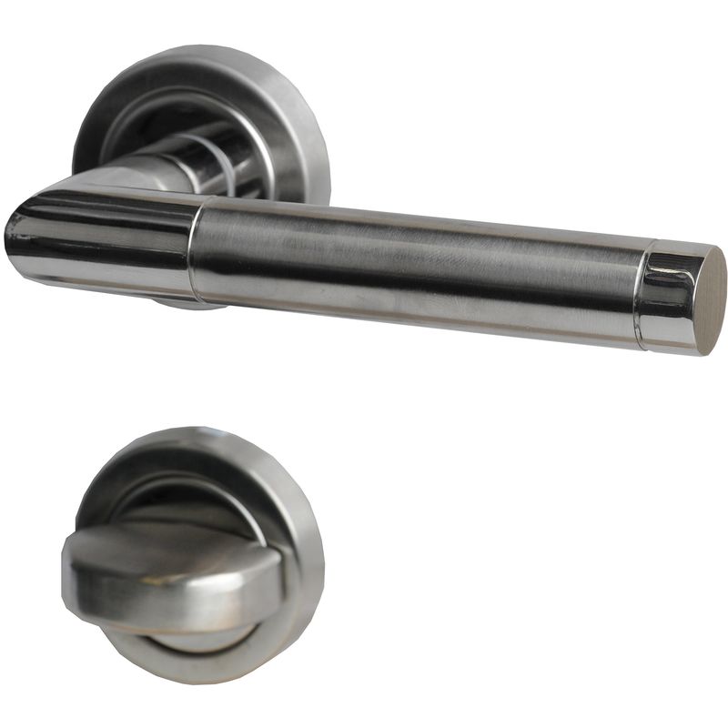 foto del prodotto alpertec 28020130az maniglia per porta wc in acciaio inossidabile rosette bicolore per porte da bagno, maniglie per porte... per porte da bagno