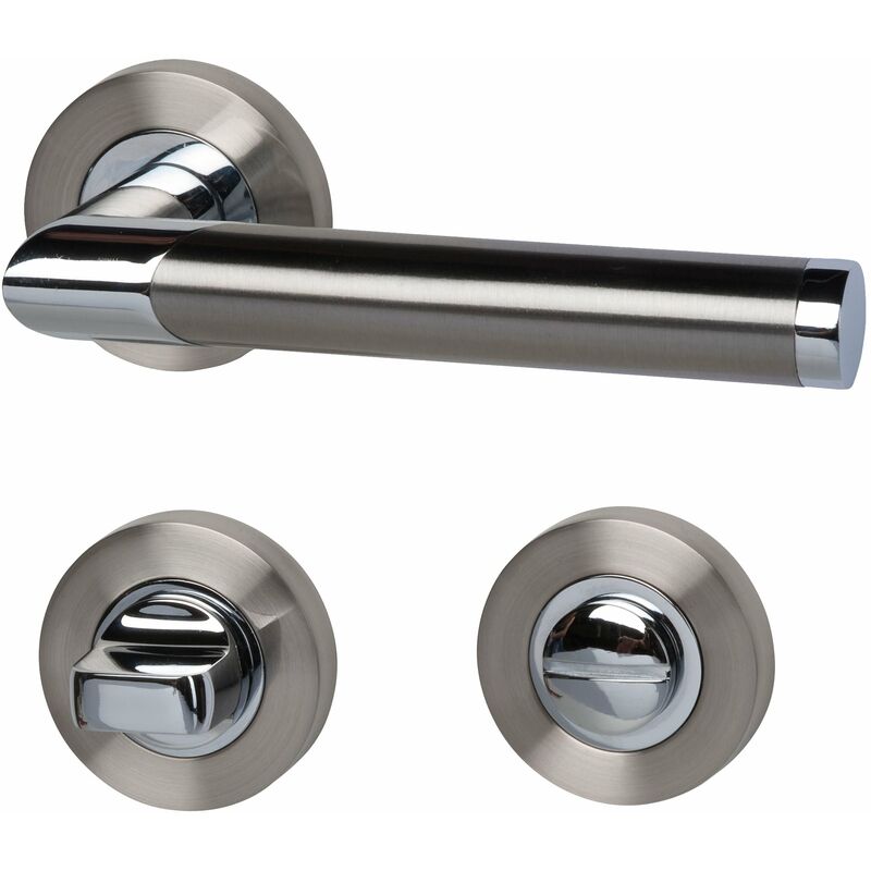 foto del prodotto alpertec lisbona r cromo satinato bagno a colori in acciaio inox per porte del bagno con barriera blindature pulsante set maniglia porta