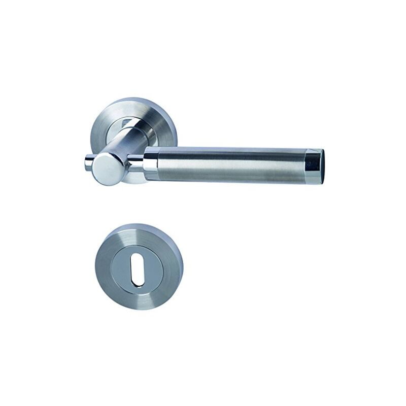 foto del prodotto alpertec solid 3 r cromo satinato bicolore in acciaio inox bb per stanza porte pulsante set maniglia porta guarnizioni, 88028600c