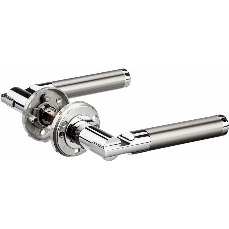 foto del prodotto alpertec solid 6 r cromo satinato bicolore in acciaio inox bb per stanza porte pulsante set maniglia porta guarnizioni, 88022300c