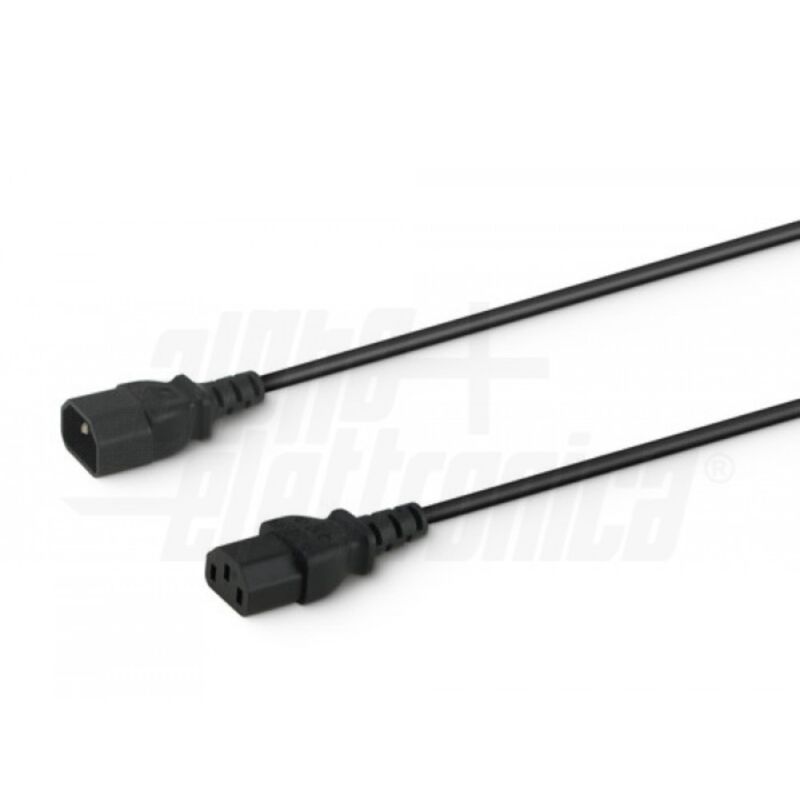foto del prodotto alpha elettronica - cavo da iec320 c14 a iec320 c13 3x0.75mm2 da 1.5m nero - 23-028b