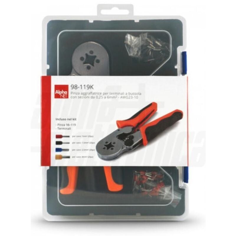 foto del prodotto alpha elettronica kit valigia pinza 98 119 e terminali preisolati 98 119k