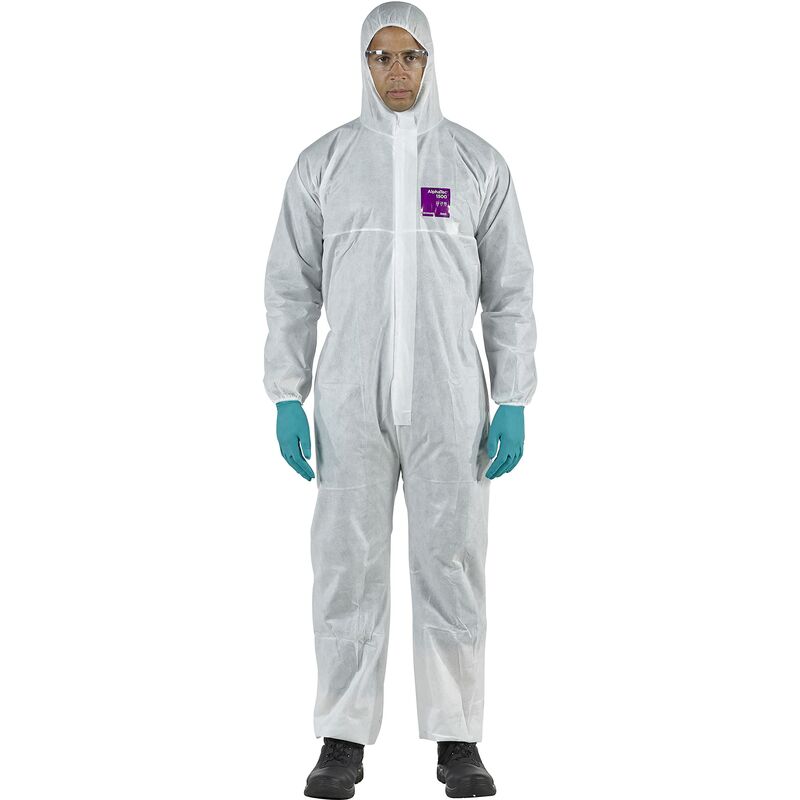 foto del prodotto alphatec 1500 modello 138, tuta integrale con cappuccio, protezione tipo 5 6 per usi domestici e professionali, tuta monouso impermeabile, uomo