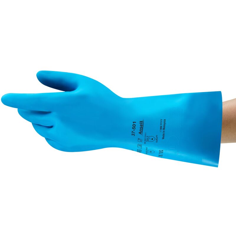 foto del prodotto alphatec 37 501 guanti da lavoro in nitrile, resistenti a sostanze chimiche aggressive e all abrasione, impermeabili e riutilizzabili, alta