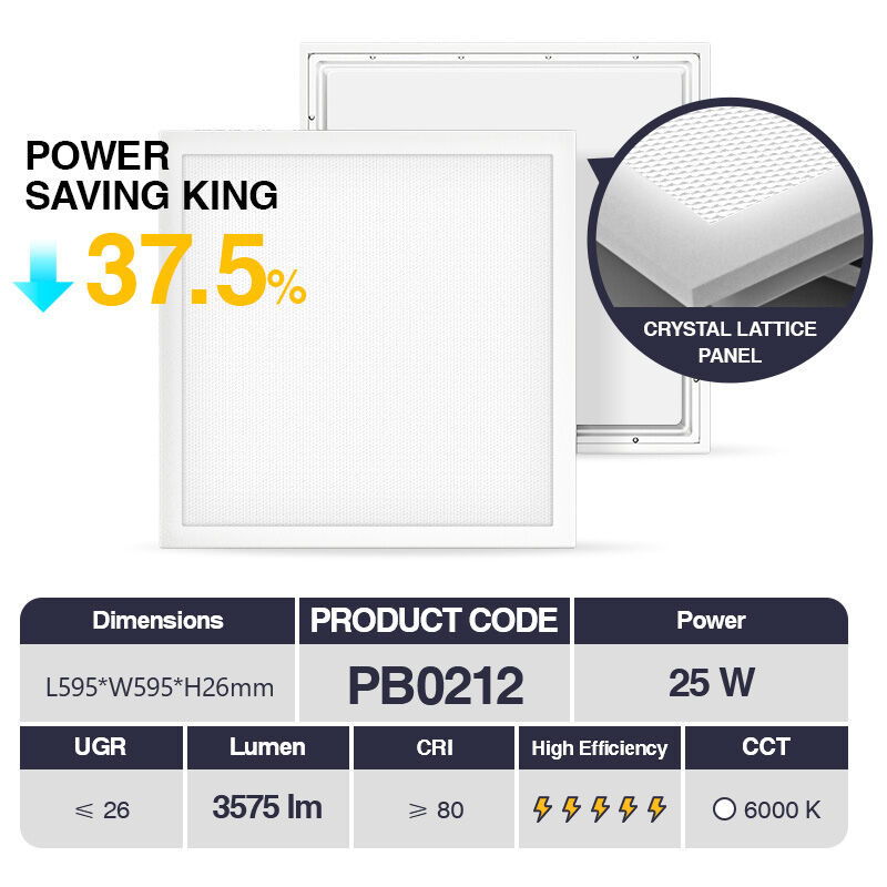 foto del prodotto alta efficienza kosoom led pannelli 25w 6000k bianco 3575lm 110 cri 80 ugr 26 pf0.9 garanzia 3anni l595xw595xh26mm