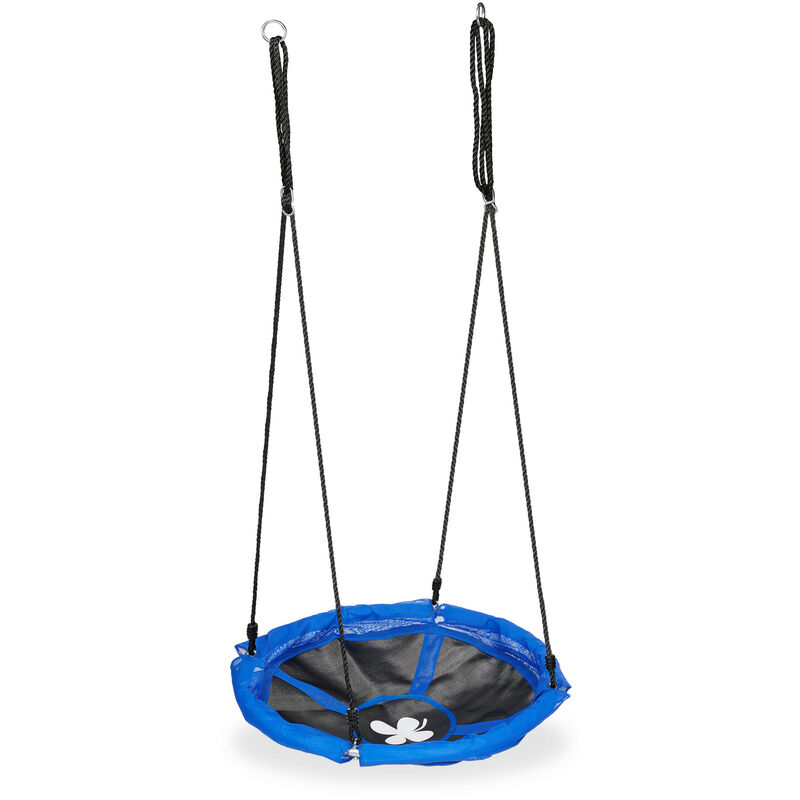 foto del prodotto altalena a nido, 90 cm, dondolo per il giardino, per bambini e adulti, regolabile, fino a 100 kg, blu nero relaxdays