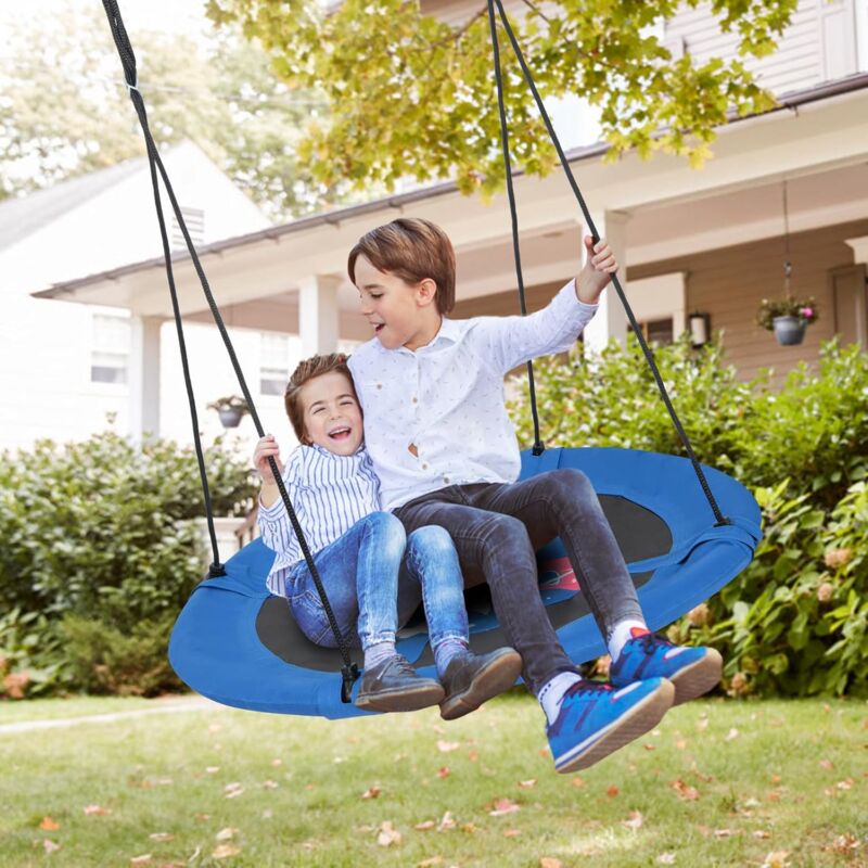 foto del prodotto altalena a nido, altalena da giardino con corde regolabili, per interno ed esterno, diametro 102 cm, ideale per bambini 3 15 anni razzo goplus