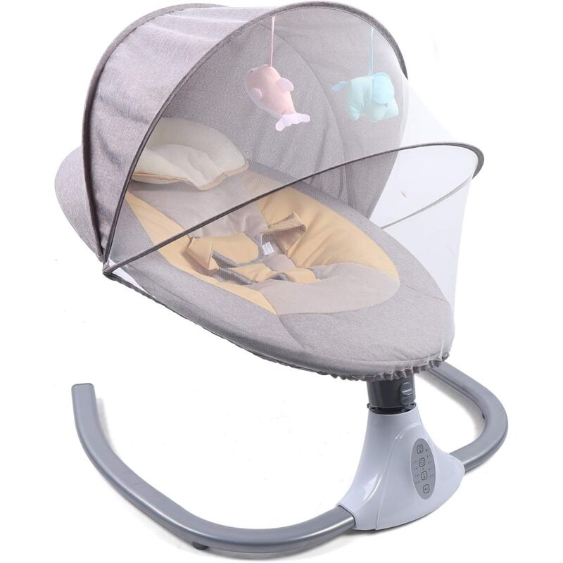 foto del prodotto altalena automatica del bambino altalena portatile a 4 velocit musica bambino sedia a dondolo bluetooth con giocattoli, zanzariera, telecomando