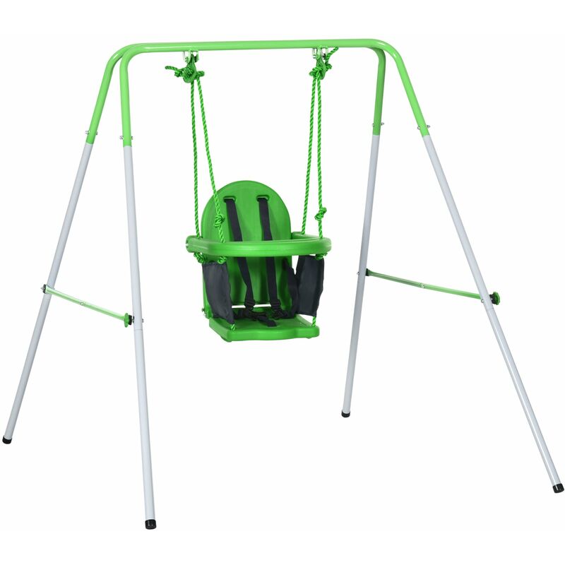 foto del prodotto altalena da giardino 122x146x122 cm 1 posto in acciaio e pe verde