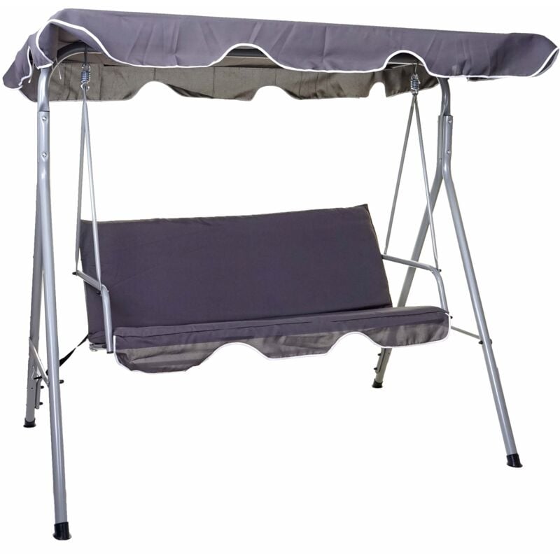 foto del prodotto altalena da giardino 3 posti uv 50 tetto regolabile 197 x 185 cm grigio scuro 040007030