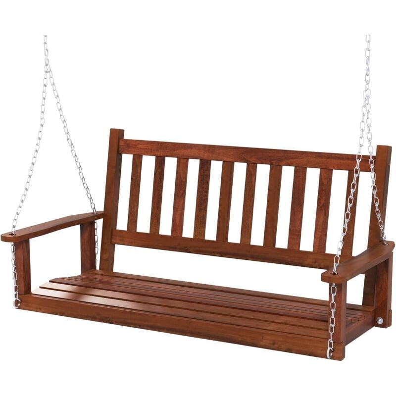 foto del prodotto altalena da giardino in legno per 2 persone, panchina sospese in legno con capacit di peso di 230 kg, sedia a dondolo per giardino, cortile 136 x