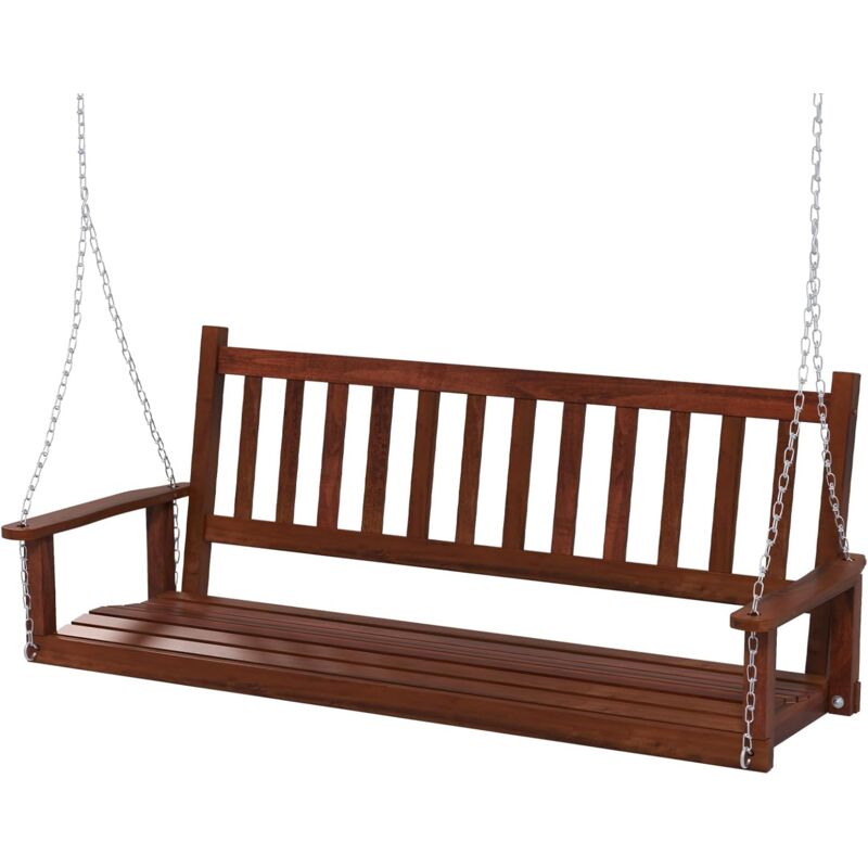 foto del prodotto altalena da giardino in legno per 3 persone, panchina sospese in legno con capacit di peso di 360 kg, sedia a dondolo per giardino, cortile 168 x