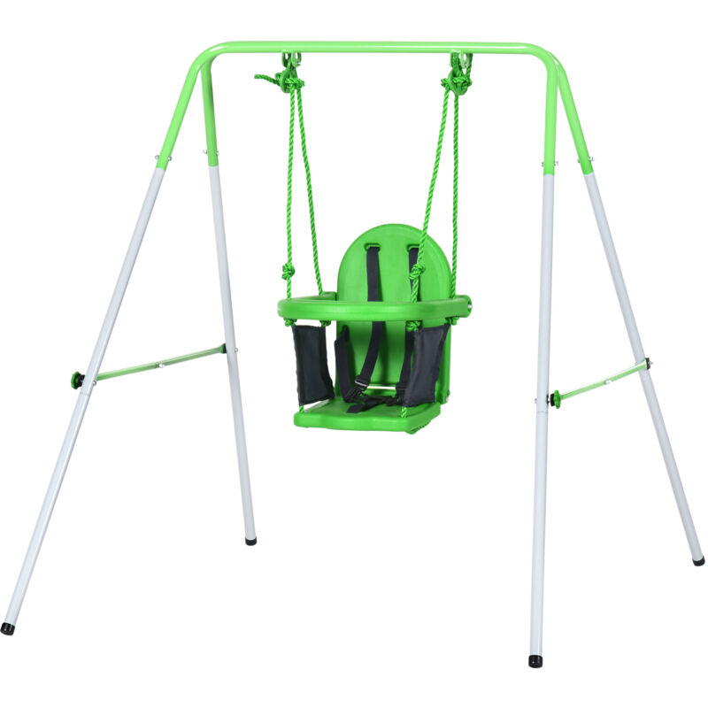 foto del prodotto altalena da giardino per bambini 6 36 mesi in acciaio e pe verde outsunny