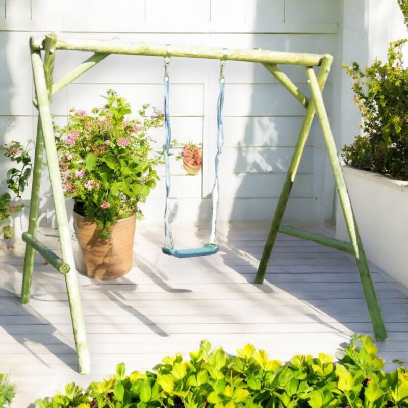 foto del prodotto altalena da giardino per bambini in legno 1 posto 300x200 cm
