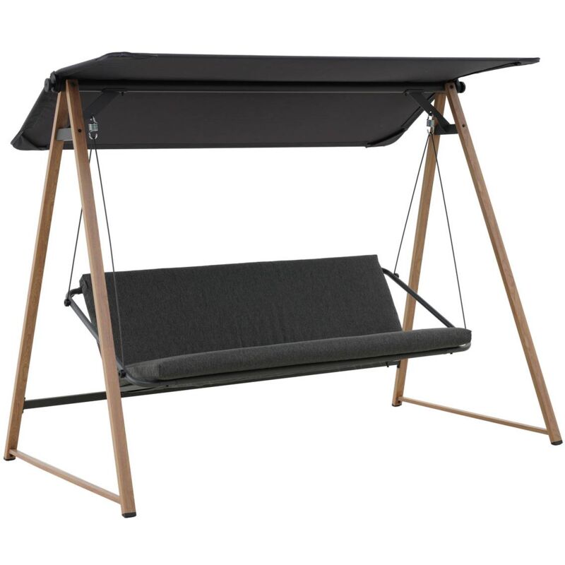foto del prodotto altalena da giardino soly in acciaio miele e carbone 224x135x173cm hesp ride