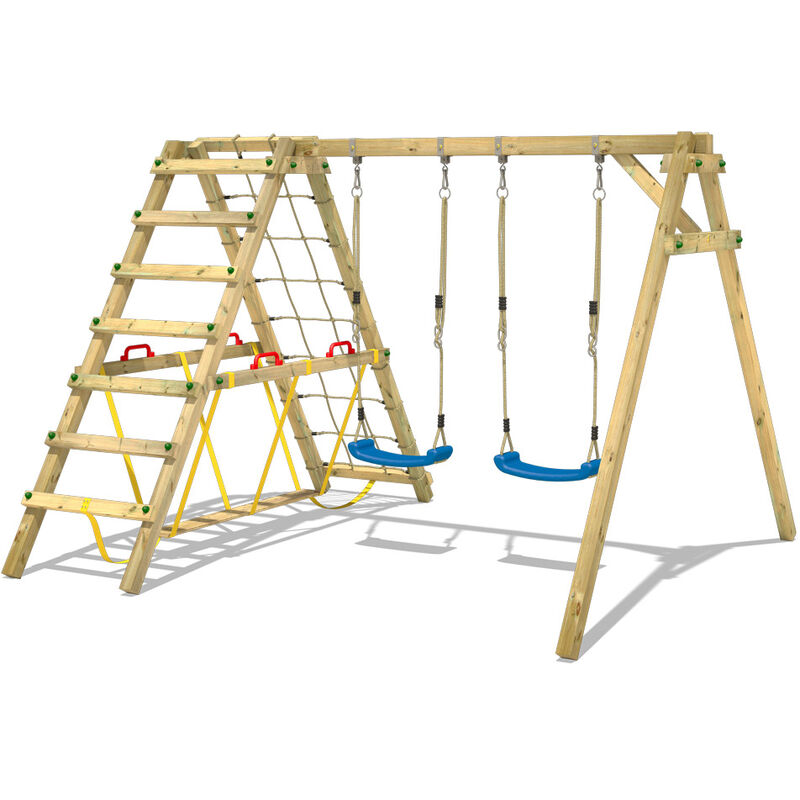 foto del prodotto altalena doppia smart hike con struttura per l arrampicata e trave blu wickey