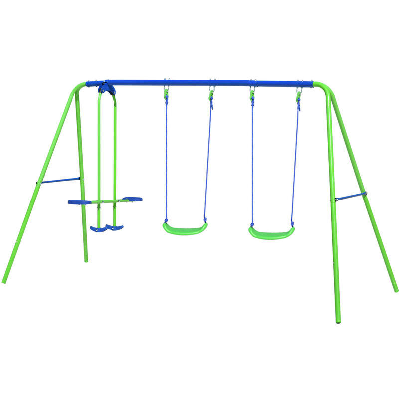 foto del prodotto altalena due posti per bambini da giardino 3 anni gioco in metallo outdoor toys 280x140x180 cm supporta 45 kg