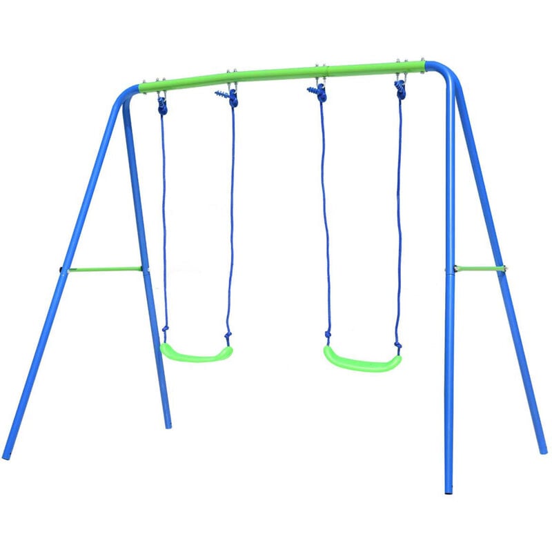 foto del prodotto altalena due posti per bambini da giardino 3 anni in metallo outdoor toys 220x138x182 cm supporta fino a 45 kg