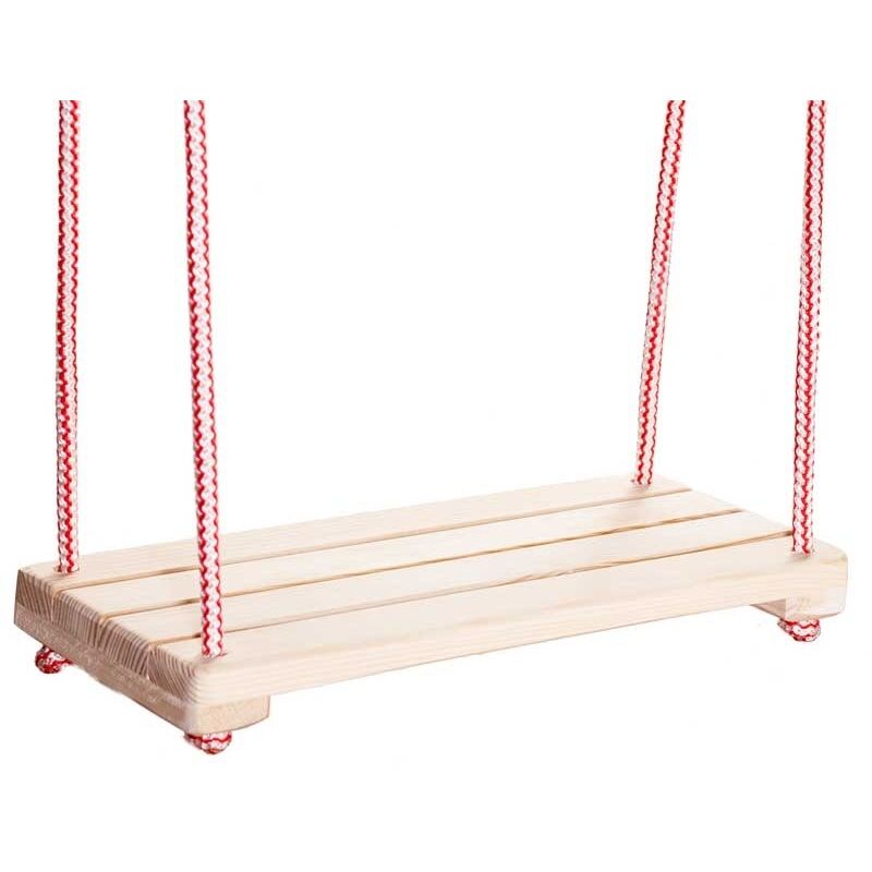 foto del prodotto altalena in legno 42x18 cm naturale rosso bianco