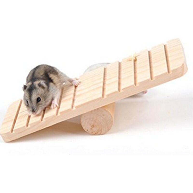 foto del prodotto altalena in legno per criceti, giocattolo a dondolo per piccoli animali, topo e gerbillo