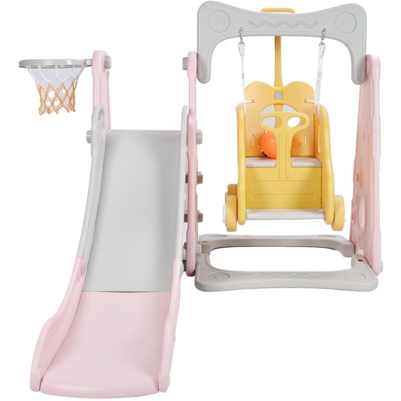 foto del prodotto altalena per arrampicata per bambini e neonati, area giochi per bambini con scivolo lungo per esterni e internistile 3 rosa zoternen