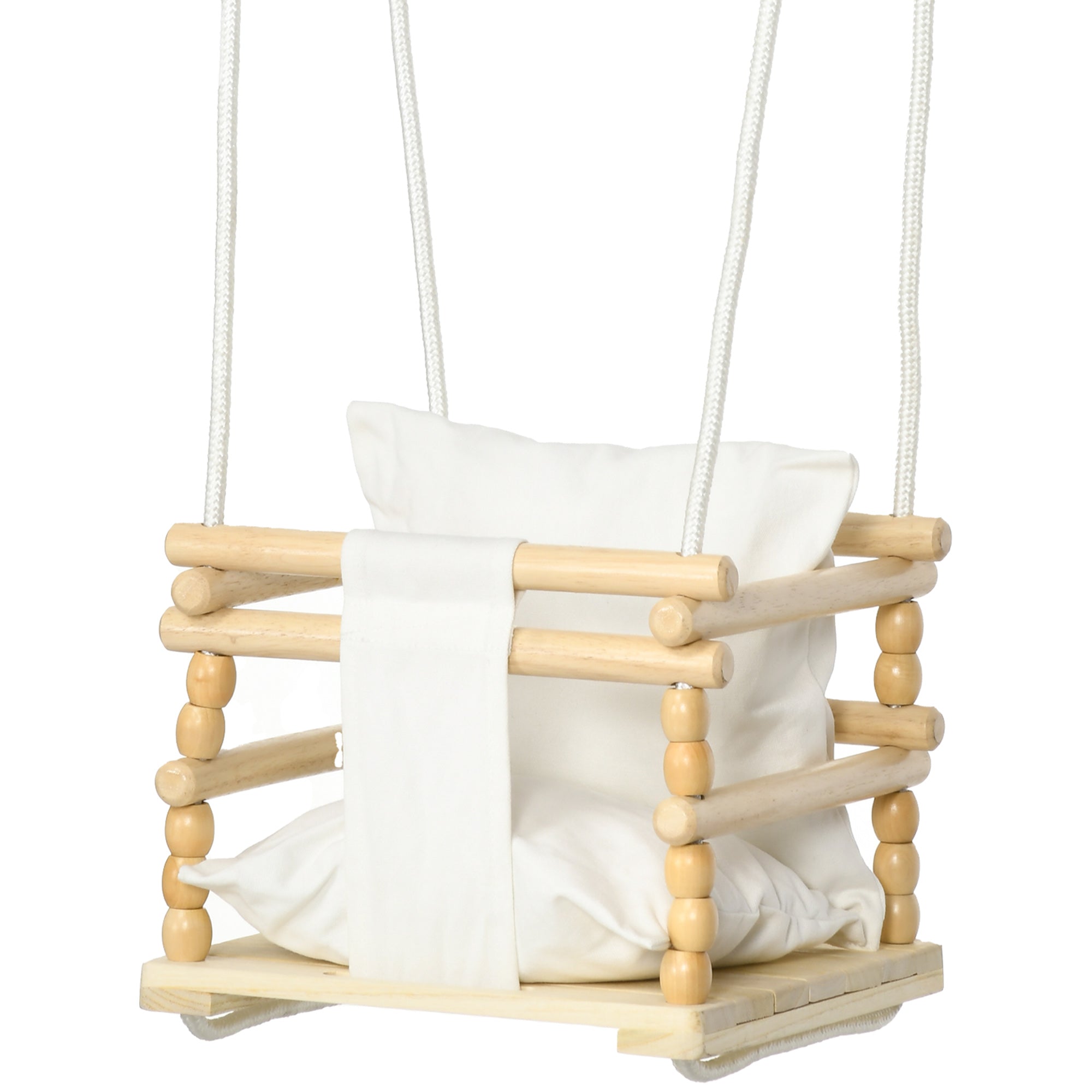 foto del prodotto altalena per bambini 9 36 mesi 30x30x110 180 cm in legno e cotone