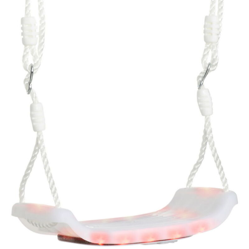 foto del prodotto altalena per bambini 9-36 mesi in pp e pe con corda regolabile e luci led, 39x16.5x120-180 cm, bianco
