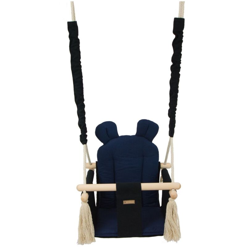 foto del prodotto altalena per bambini altalena per bambini con orecchie massimo 20 kg nero, blu marino