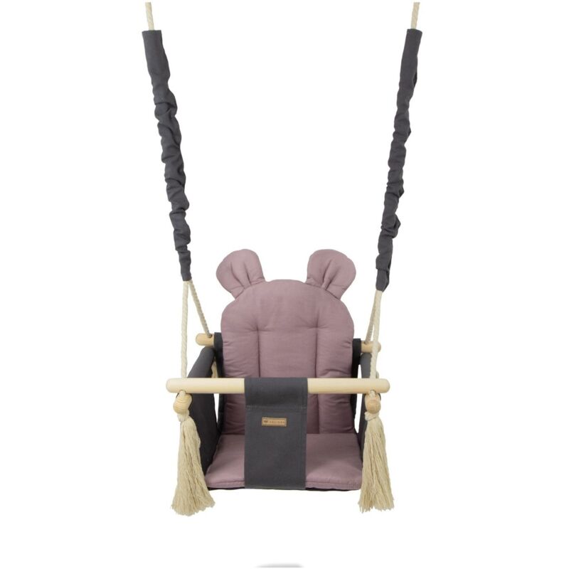 foto del prodotto altalena per bambini altalena per bambini con orecchie max 20 kg grigio, rosa chiaro