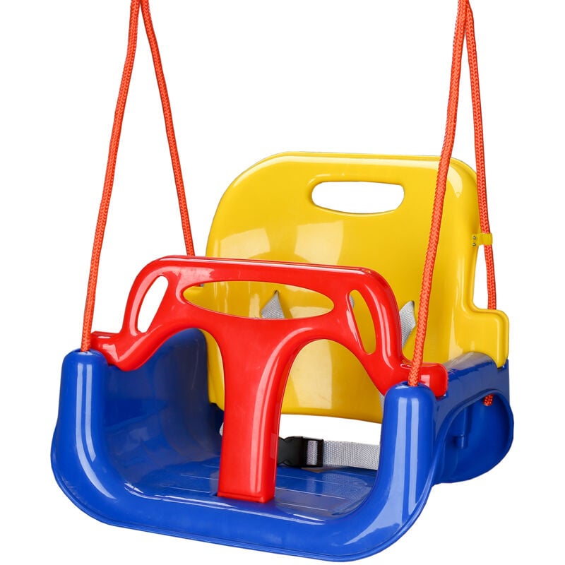foto del prodotto altalena per bambini seggiolino per bambini 3 in 1 altalena da giardino con schienale e imbracatura di sicurezza altezza regolabile swanew