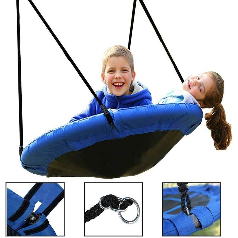 foto del prodotto altalena rotonda a nido da giardino diametro 110cm gioco bambini tessuto oxford