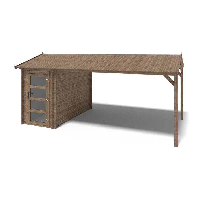 foto del prodotto altanka casetta da giardino in legno 1,50x3 m con estensione 1,50x2,76 m 4,50 m dom673 dos194