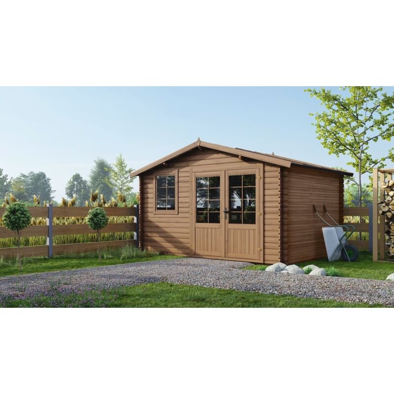foto del prodotto altanka casetta da giardino in legno 11,70m2 3,90x3m impregnata 34mm colore marrone dom562