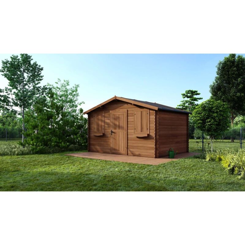 foto del prodotto altanka casetta da giardino in legno 12m2 4x3m impregnata 28mm colore marrone dom418