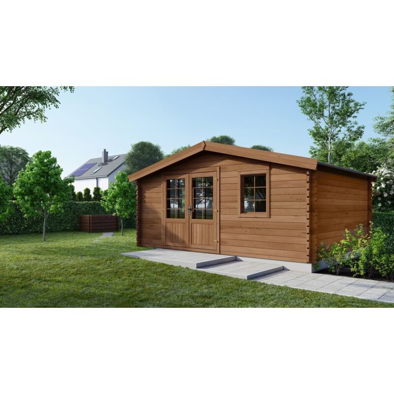 foto del prodotto altanka casetta da giardino in legno 12m2 4x3m impregnata 28mm colore marrone dom595