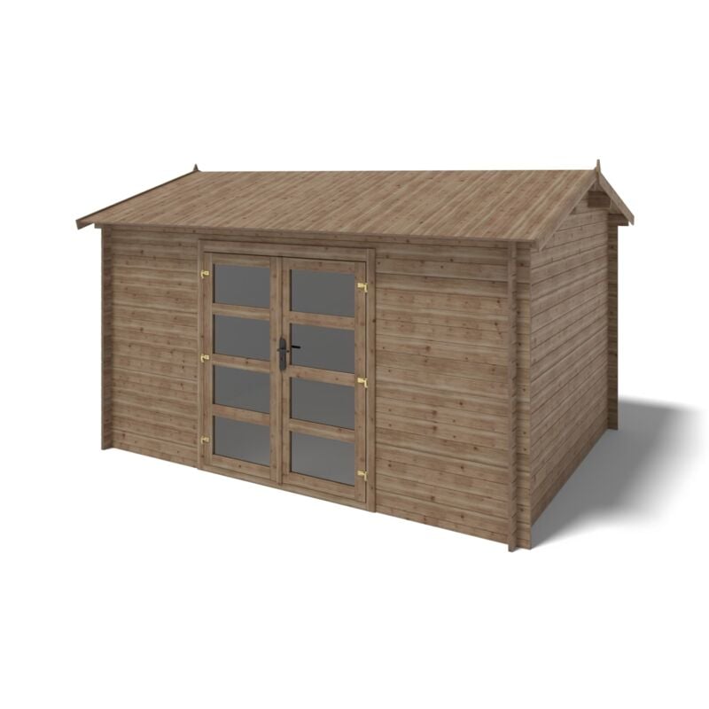 foto del prodotto altanka casetta da giardino in legno 12m2 4x3m impregnata 28mm colore marrone dom677