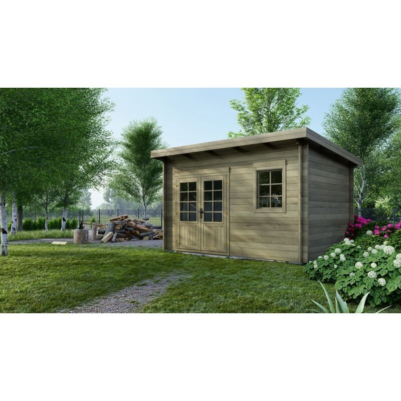foto del prodotto altanka casetta da giardino in legno 12m2 4x3m impregnata 40mm colore verde dom717